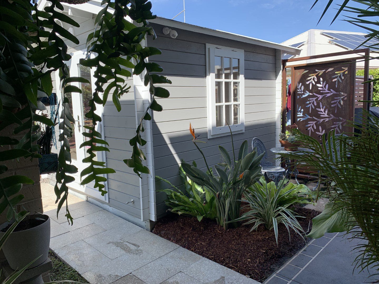 hobby shed being landscaped