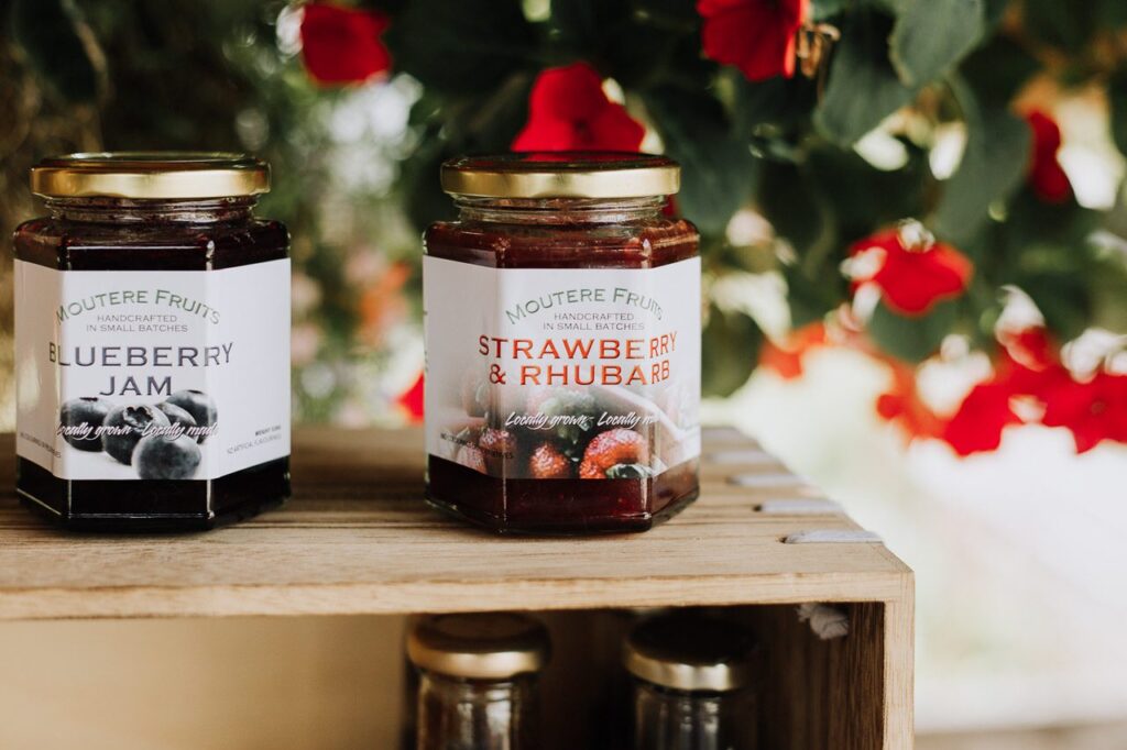 Berry Jams for sale in a kitset timber cabin on a farm