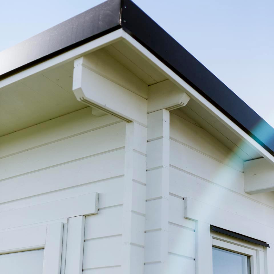 Exterior corner details on a 8.75m2 Tussock Cabin Kitset
