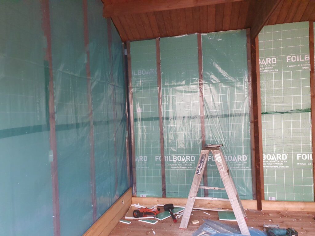lining the walls of a sleepout