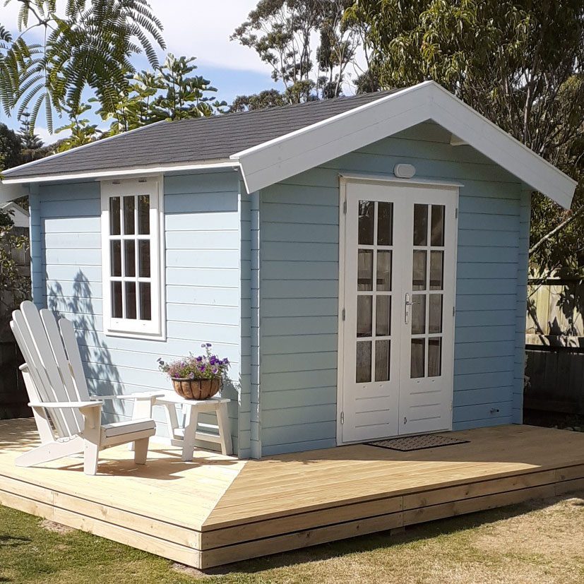 Hamptons Inspired Sleepout in a Star Cabin Kitset by SheShed