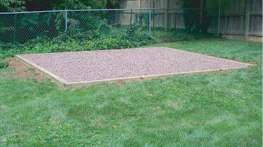 gravel pad for a base on a shed