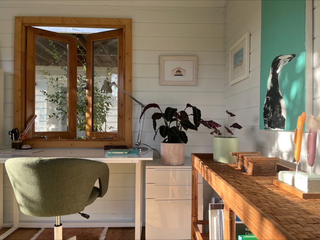 She shed star cabin as backyard studio home office space
