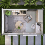 birdeye layout and render for skyline cabin