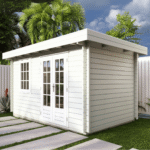 front angle render of skyline cabin