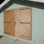 tasman display cabin with barndoors