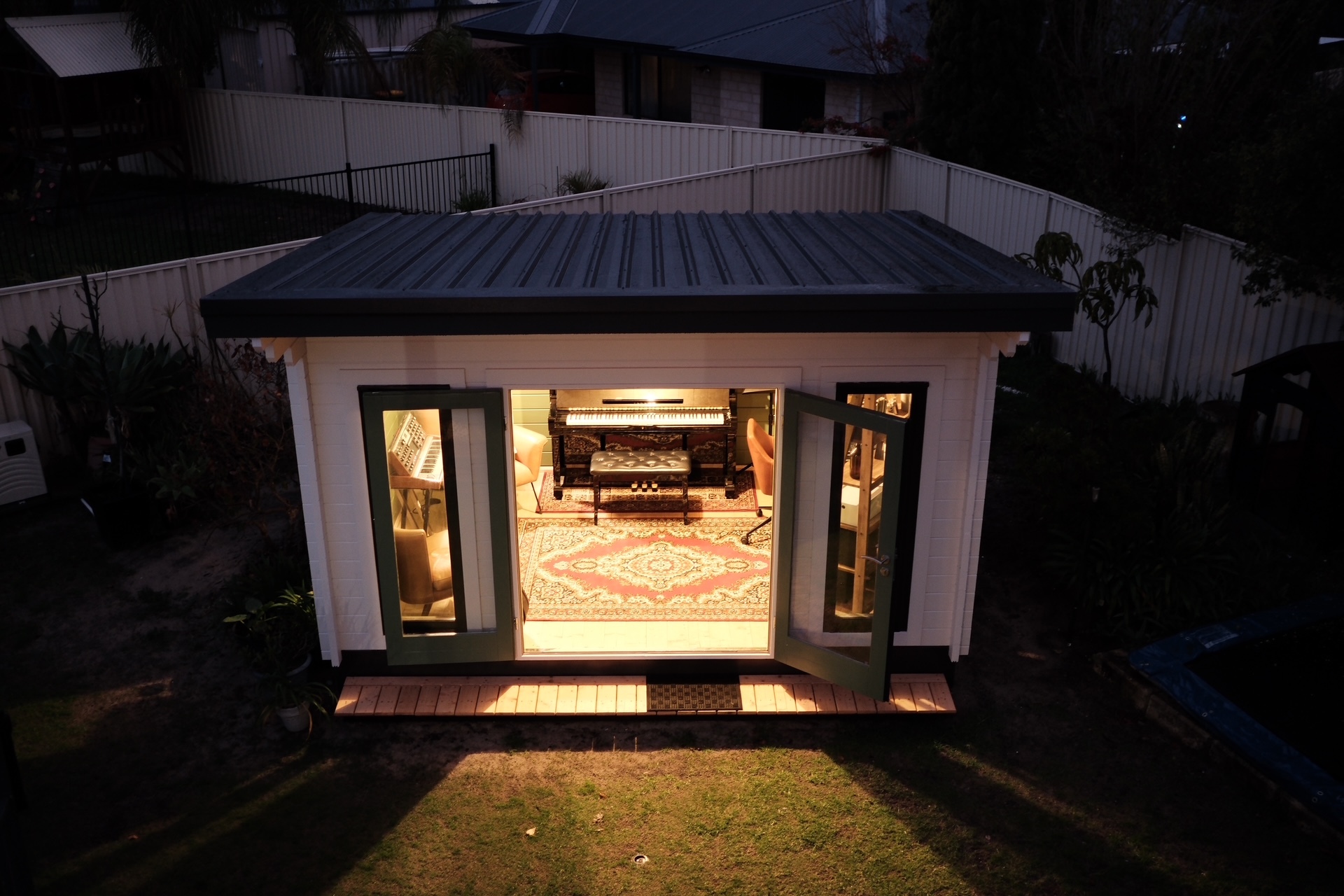 outside of Coastal cabin music room