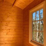 inside of cottage garden cabin garden shed with casement window