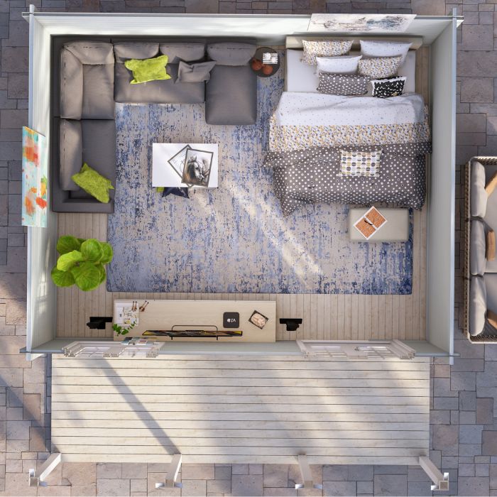 Birdseye floorplan of the homestead 20 cabin