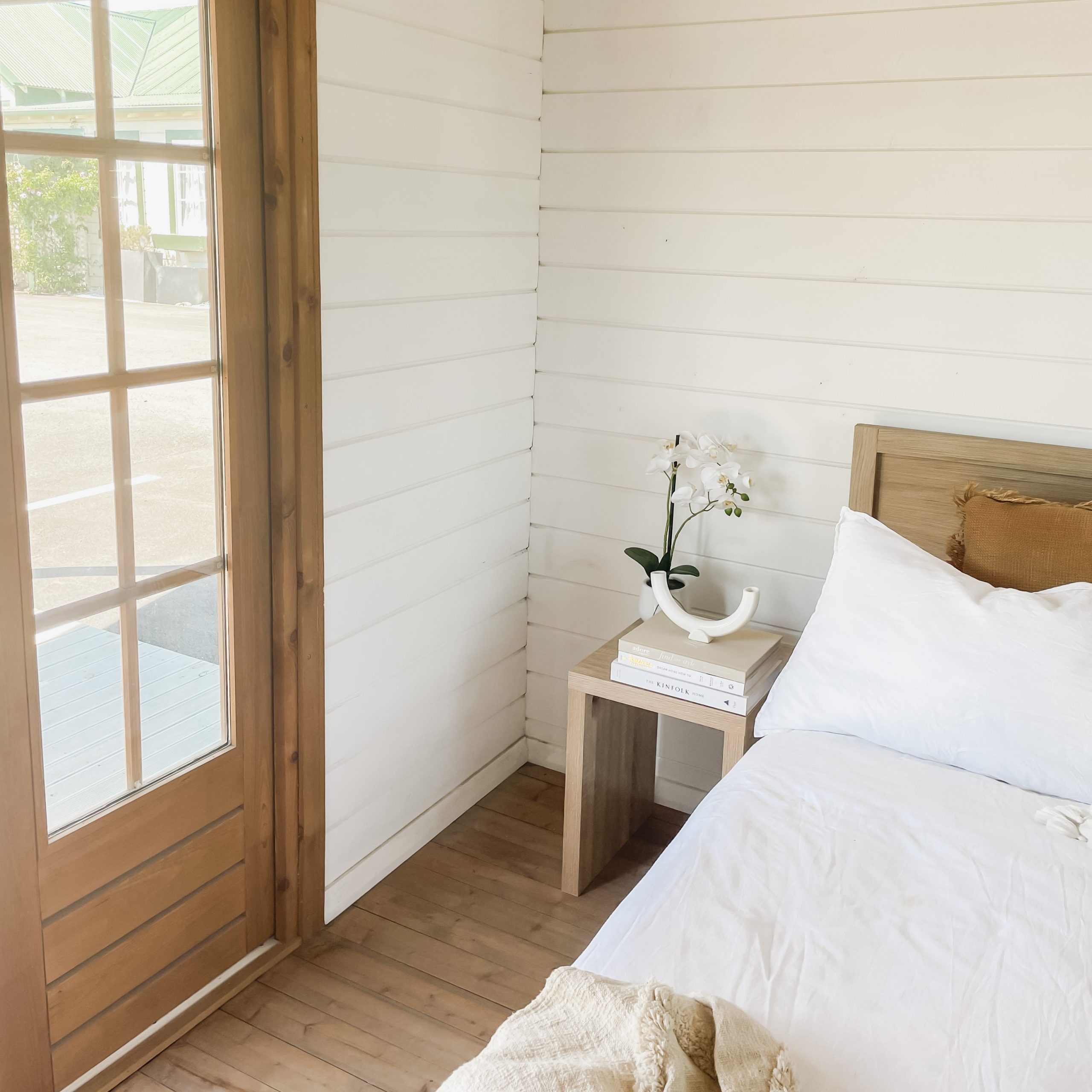 inside star cabin canopy display painted white with french door