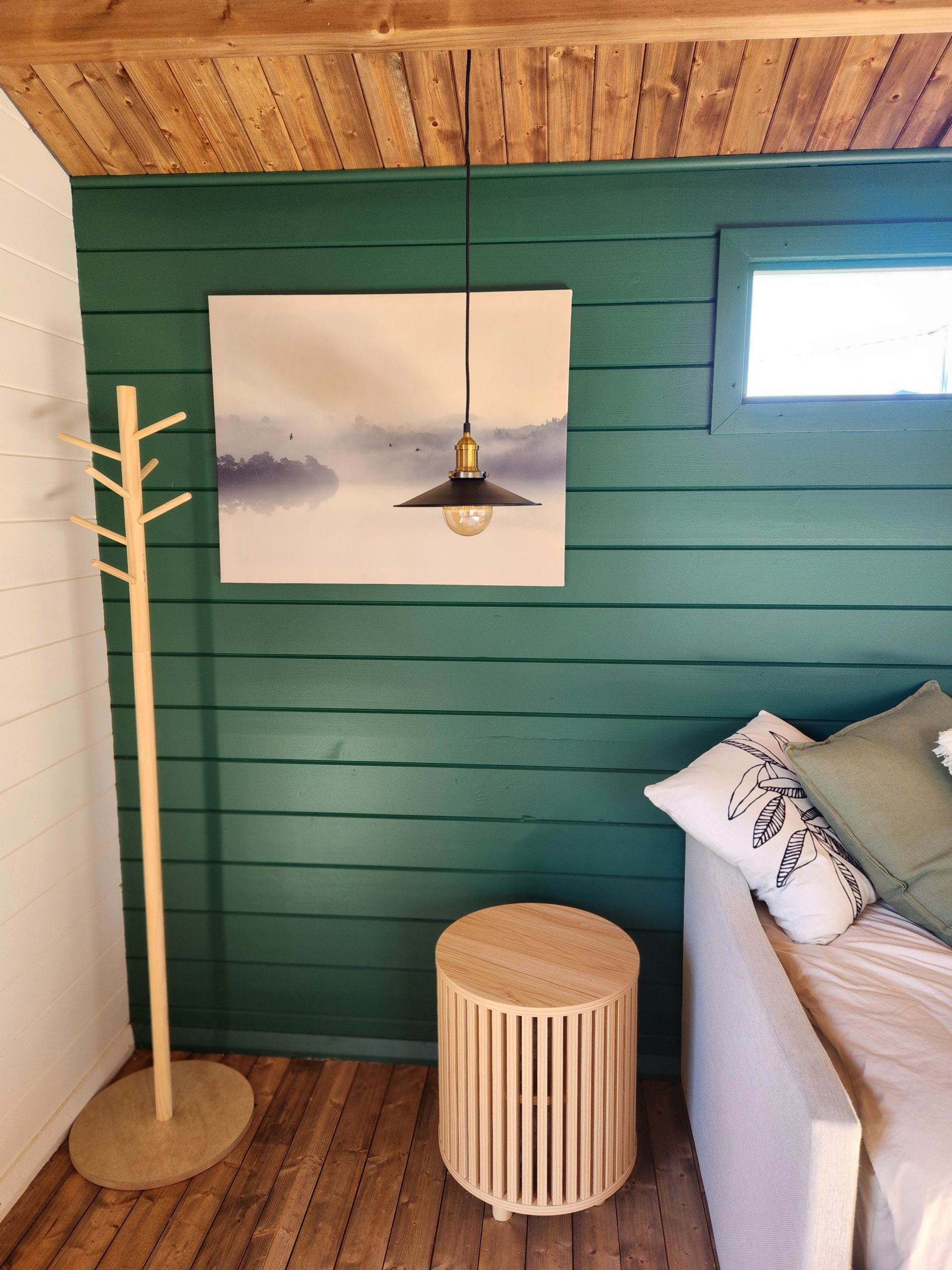 inside painted tasman display cabin with part fixed long window