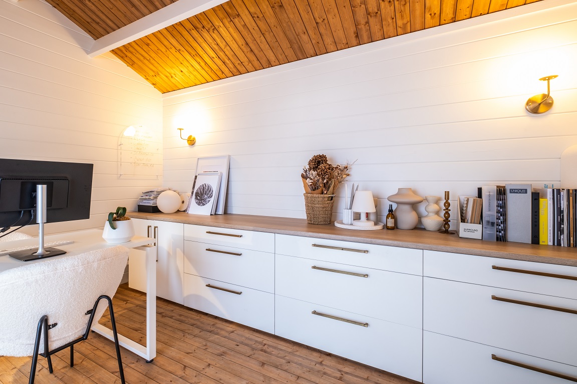 inside of ranch cabin as an office