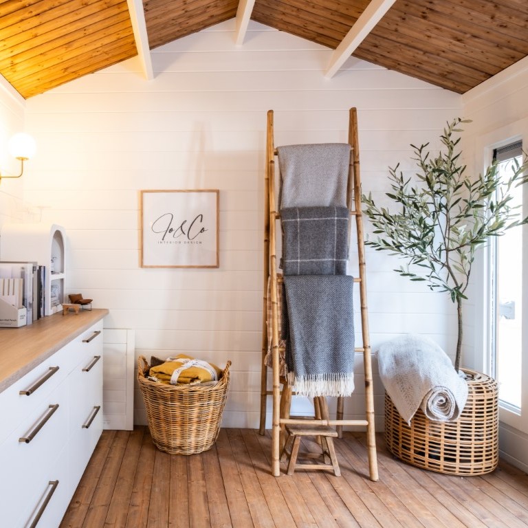 inside of ranch cabin as an office