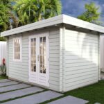 front angle render of skyline cabin