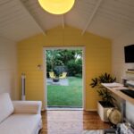 inside of painted star cabin home office