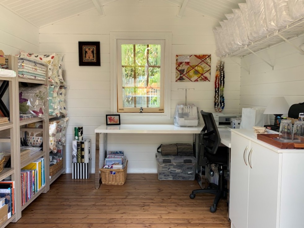 inside of star cabin sewing room