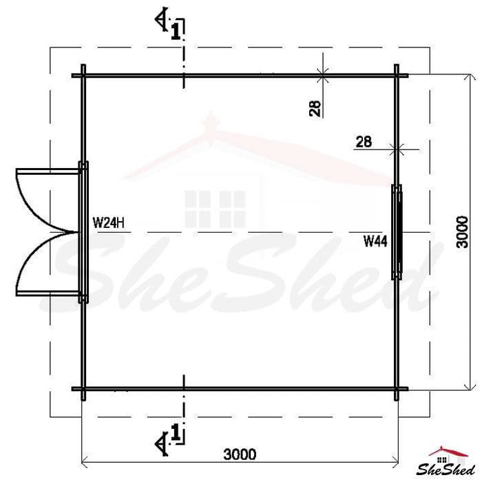 Star Cabin tech-drawing top-down floorplan view