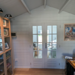 inside of star deluxe homeoffice cabin with extra french doors and colourbond roof