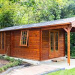 inside of star deluxe canopy cabin shed with top hung windows and french doors