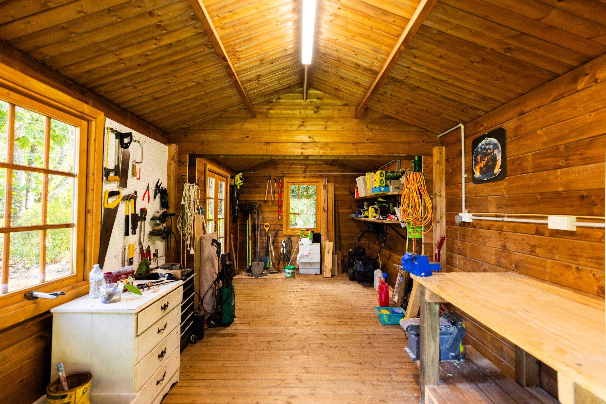 inside of star deluxe canopy canopy cabin shed with top hung windows