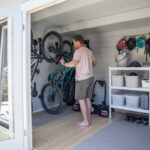 inside of painted tussock cabin bike storage