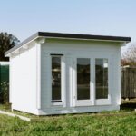outside of painted tussock display cabin