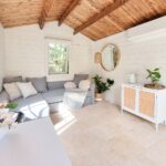 Flatpack Cabin set up as a relaxation retreat.