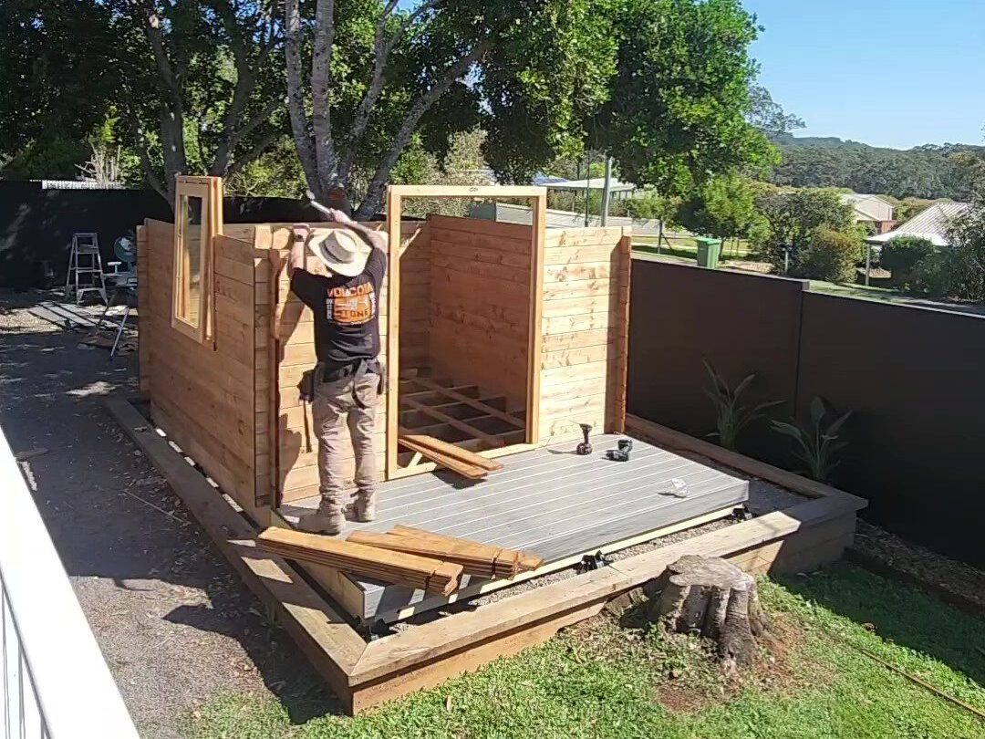 Jimmy constructing Tam's SheShed
