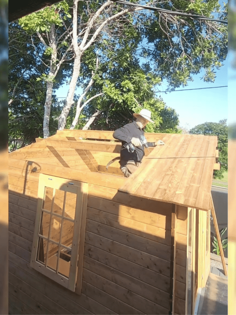 Jimmy during the build of Tam's SheShed