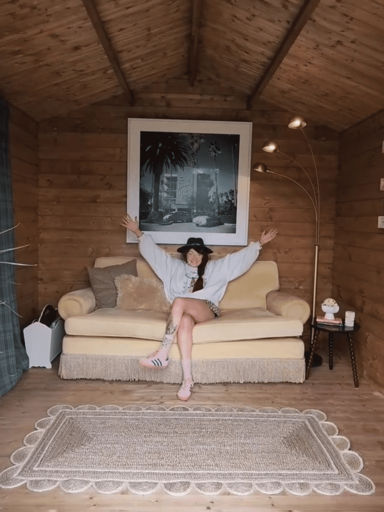 Tam enjoying her completed SheShed