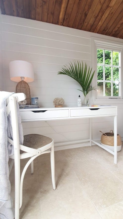 Home office set up in a portable building